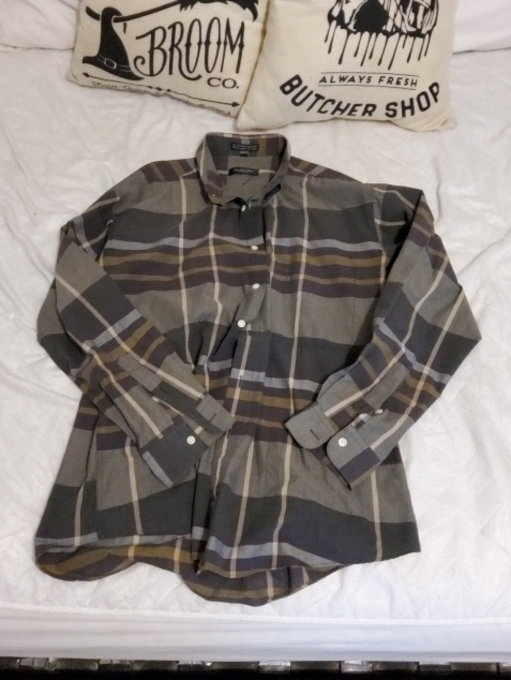 Authentic Christian Dior Plaid Long Sleeve Shirt Button Up Size M